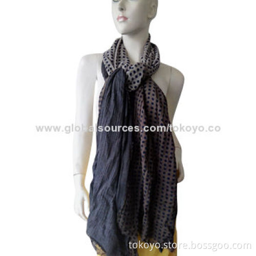 Double-layer scarf with dye then printing, made of viscose and modal, sized 180*70+1.5cm